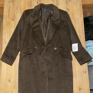 ASOS Maxi Wool Coat Brown w/Shoulder Pads